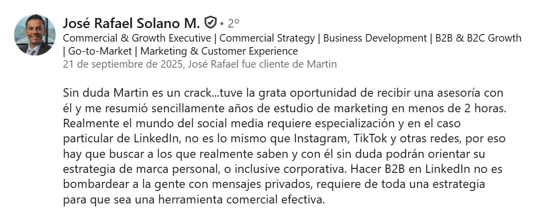 Reseña de José Rafael Solano M. en LinkedIn