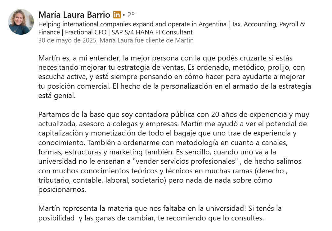 Reseña de María Laura Barrio en LinkedIn