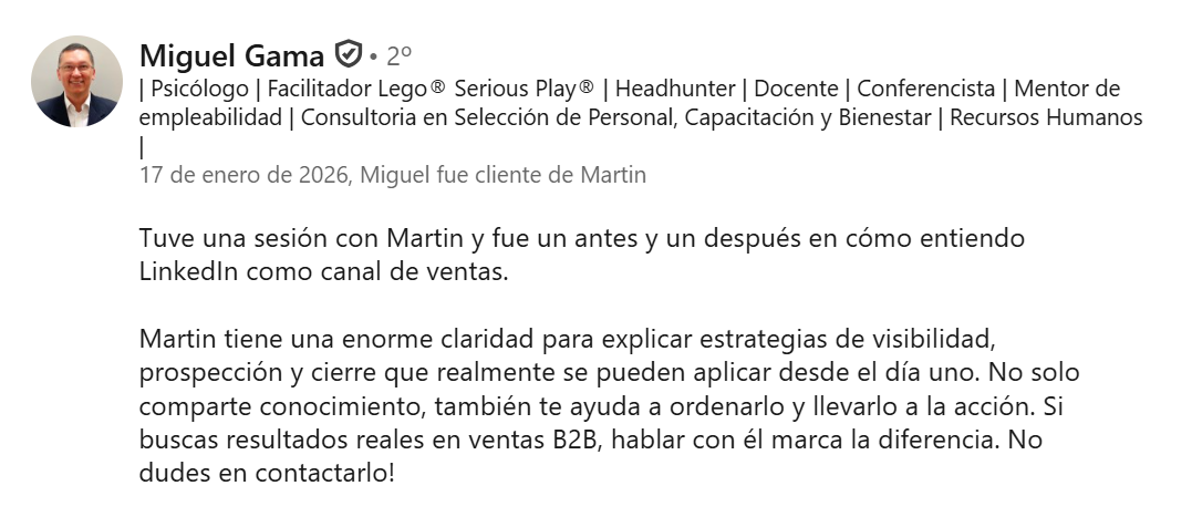 Reseña de Miguel Gama en LinkedIn